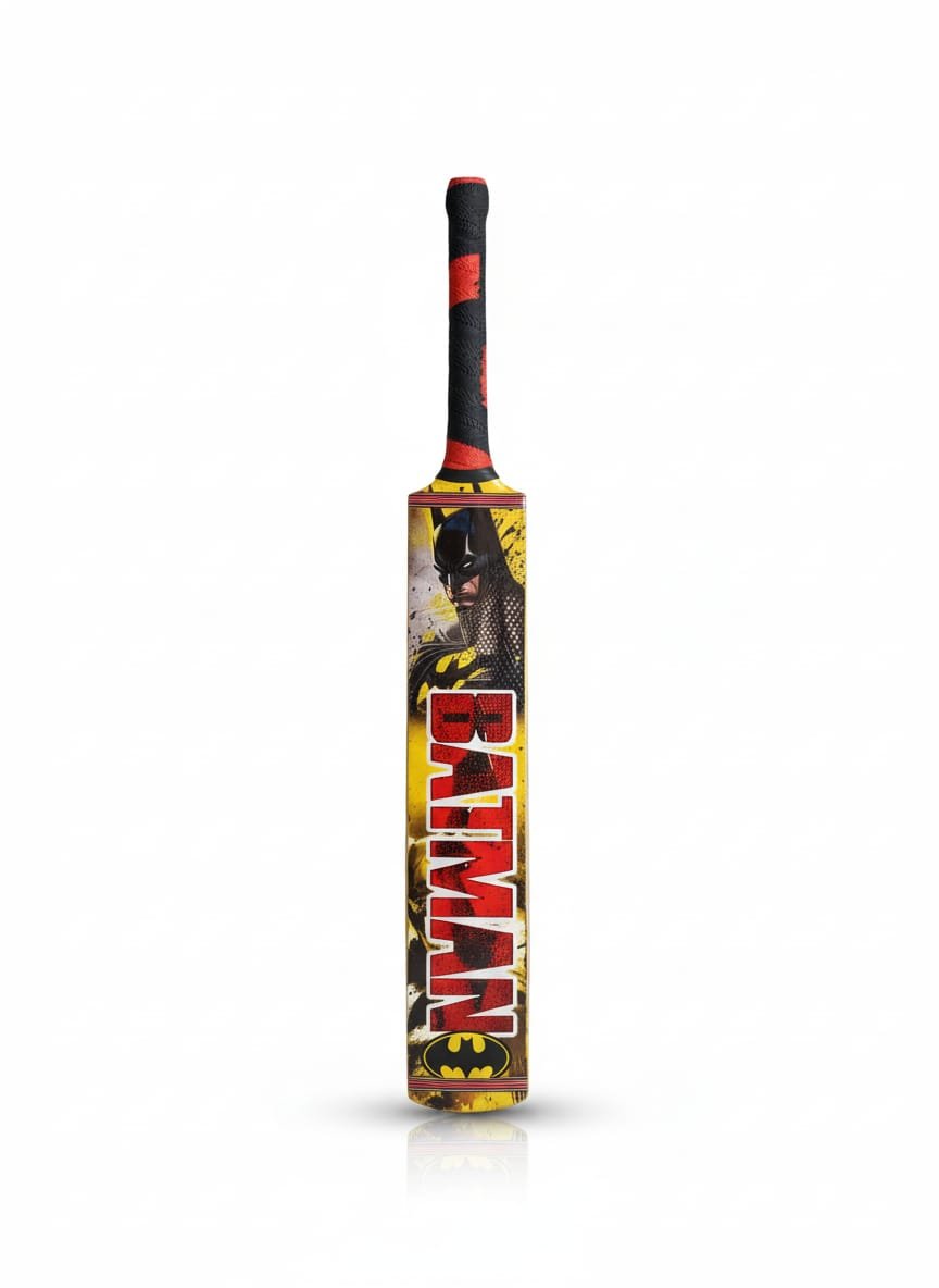 MBM Kids Batman Edition Cricket Bat – Lightweight Wooden Kids Ball Bat, Strong Build, Batman Superhero Design, Perfect for Young Beginner Players