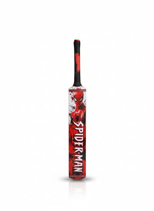 MBM Kids Spiderman Edition Cricket Bat – Lightweight Wooden Kids Ball Bat, Strong Build, Red–Blue Spiderman Design, Perfect for Young Beginner Players