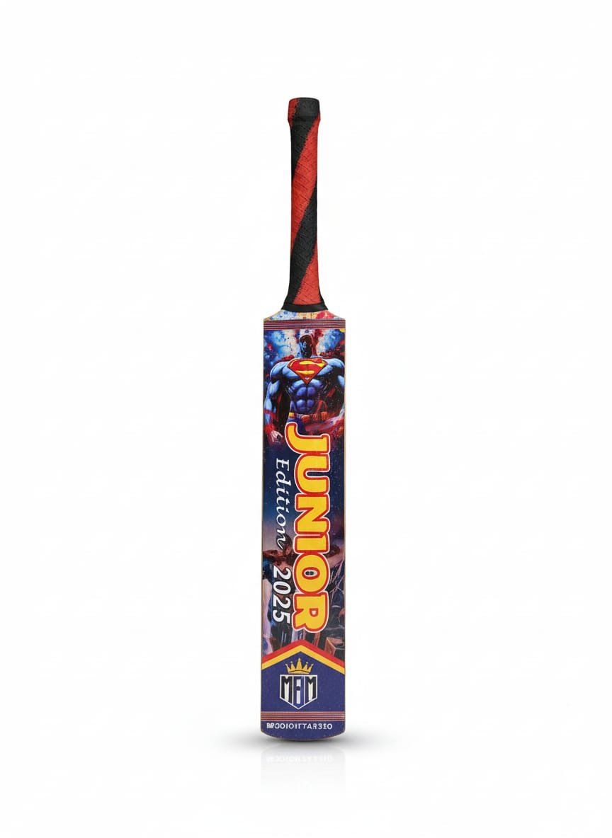 MBM Kids Superman Edition Cricket Bat – Lightweight Wooden Kids Ball Bat, Strong Build, Colorful Superman Design, Perfect for Beginners & Young Players